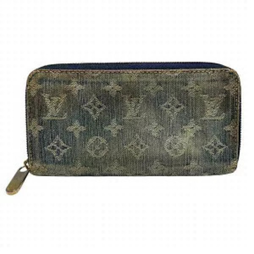 Louis Vuitton Monogram Denim Zippy Wallet Round Zipper Long